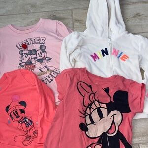 Disney Gap Girls 5T Minnie Mouse Long Sleeve Hoodie Top Shirt Bundle Pink